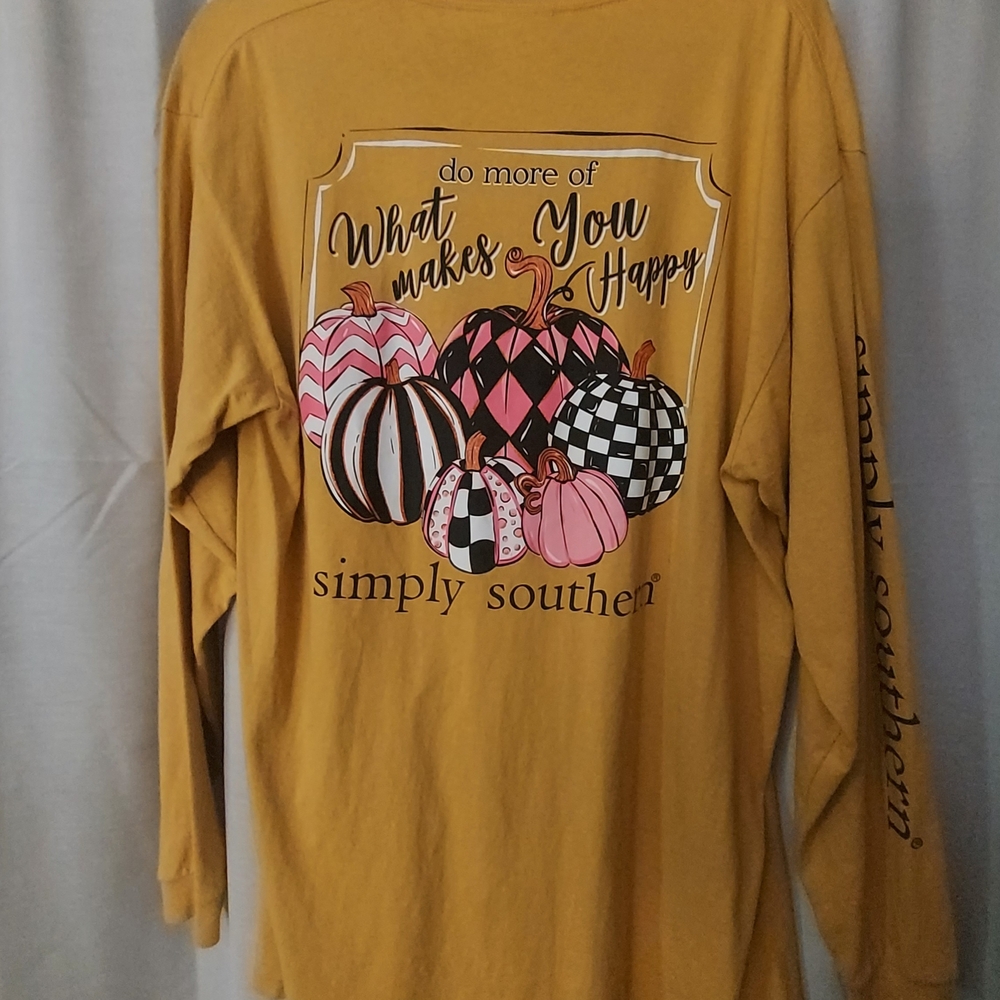 Simply Southern Yellow Long Sleeve Tee with Pumpkin Design
